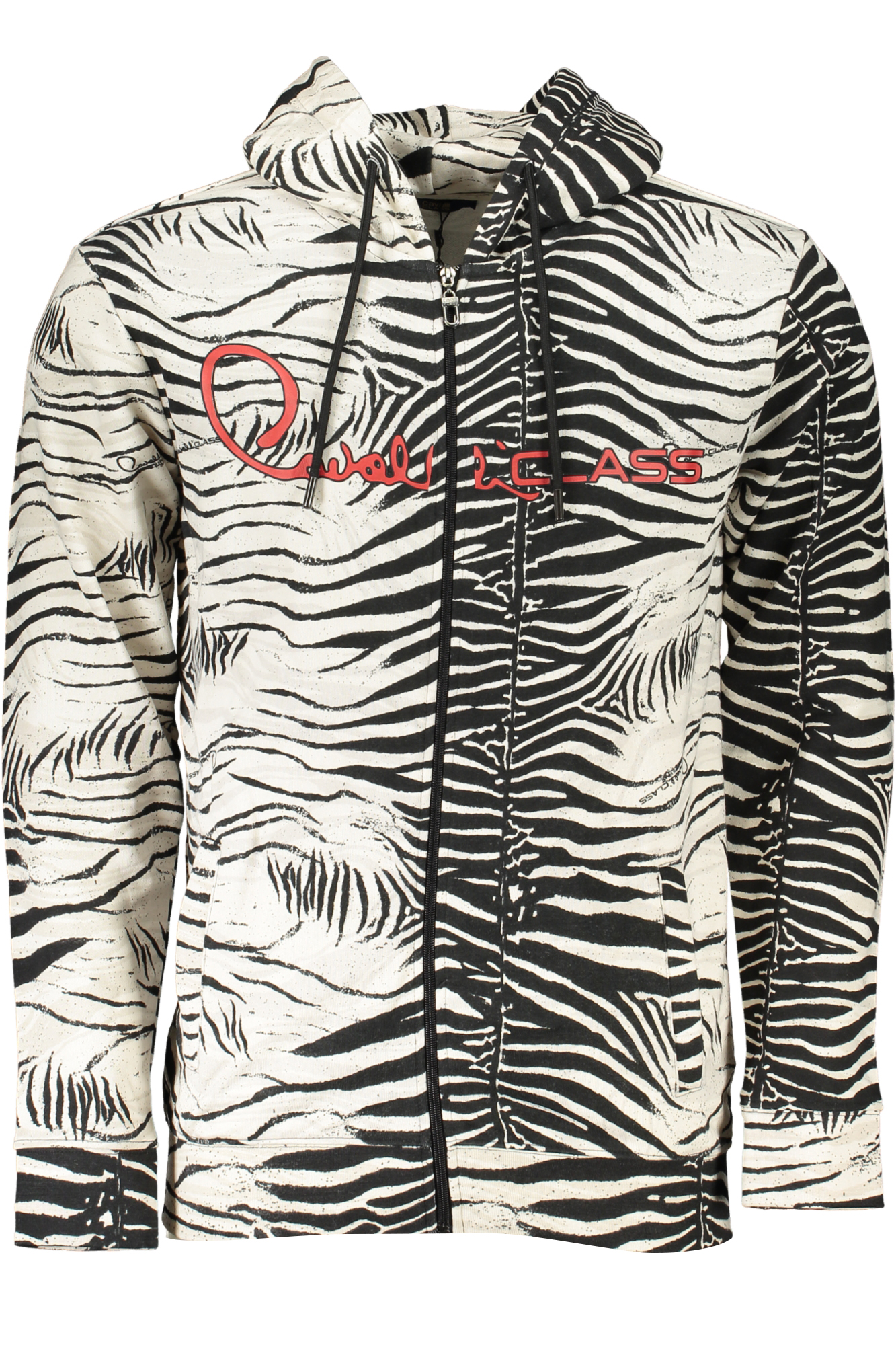CAVALLI CLASS MEN'S WHITE ZIP SWEATSHIRT