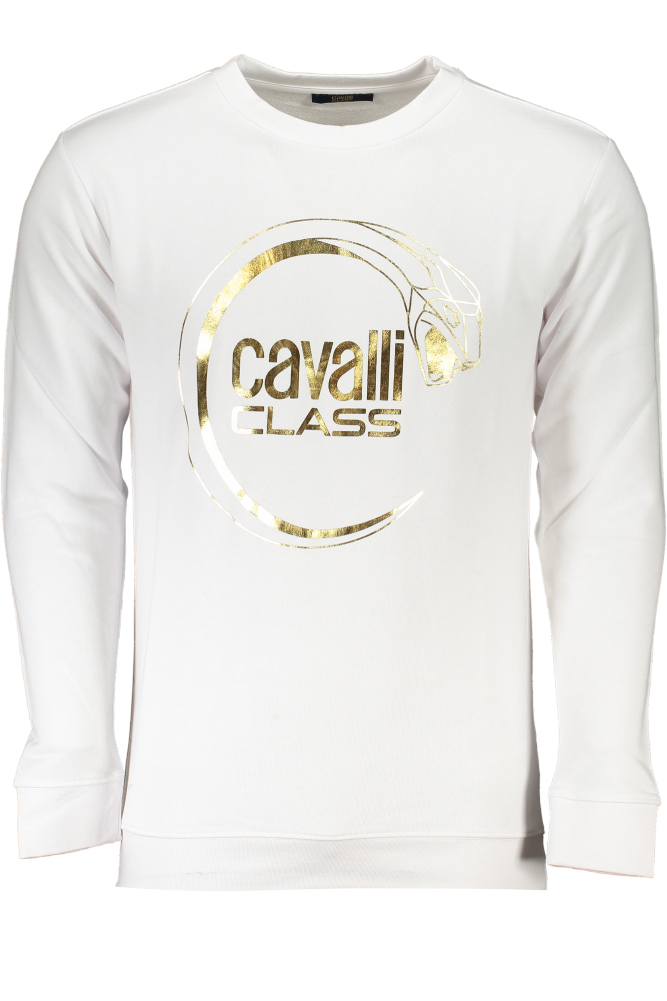 CAVALLI CLASS MEN'S WHITE ZIPLESS SWEATSHIRT