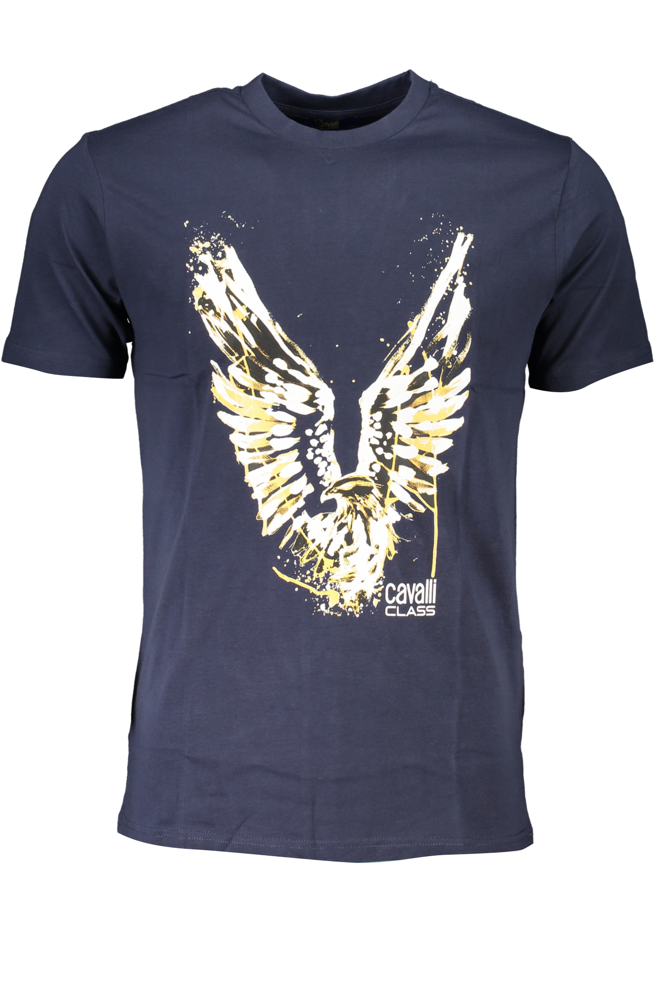 CAVALLI CLASS MEN'S SHORT SLEEVED T-SHIRT BLUE CAVALLI CLASS