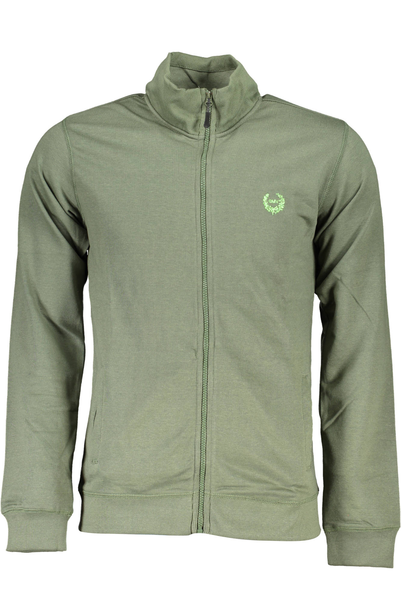 GIAN MARCO VENTURI MEN'S GREEN ZIPPED SWEATSHIRT