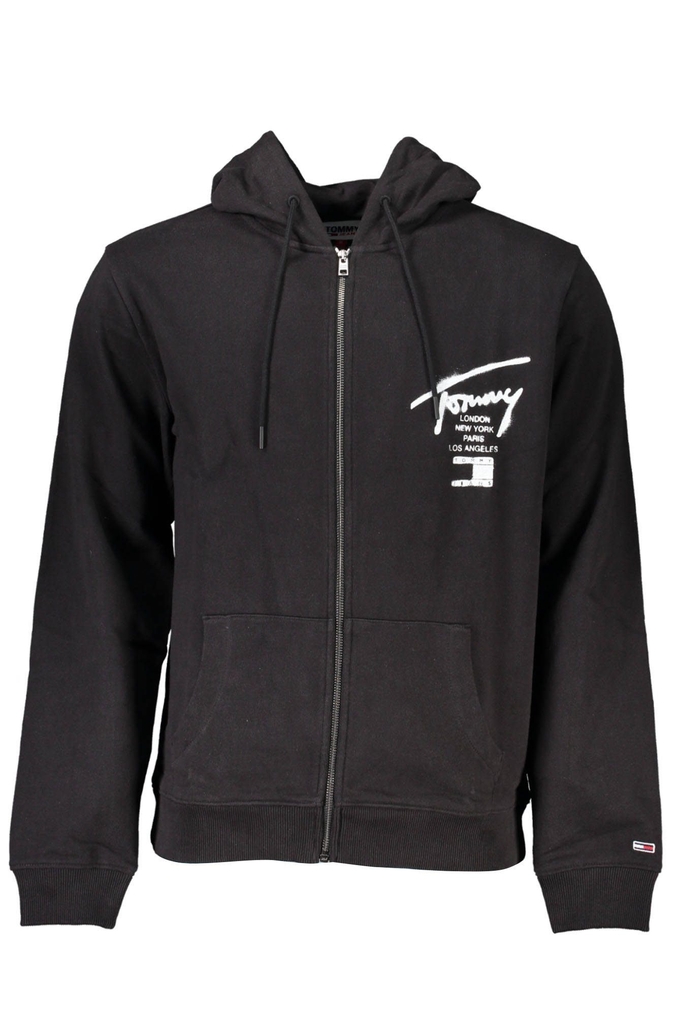 TOMMY HILFIGER MEN'S BLACK ZIPPED SWEATSHIRT