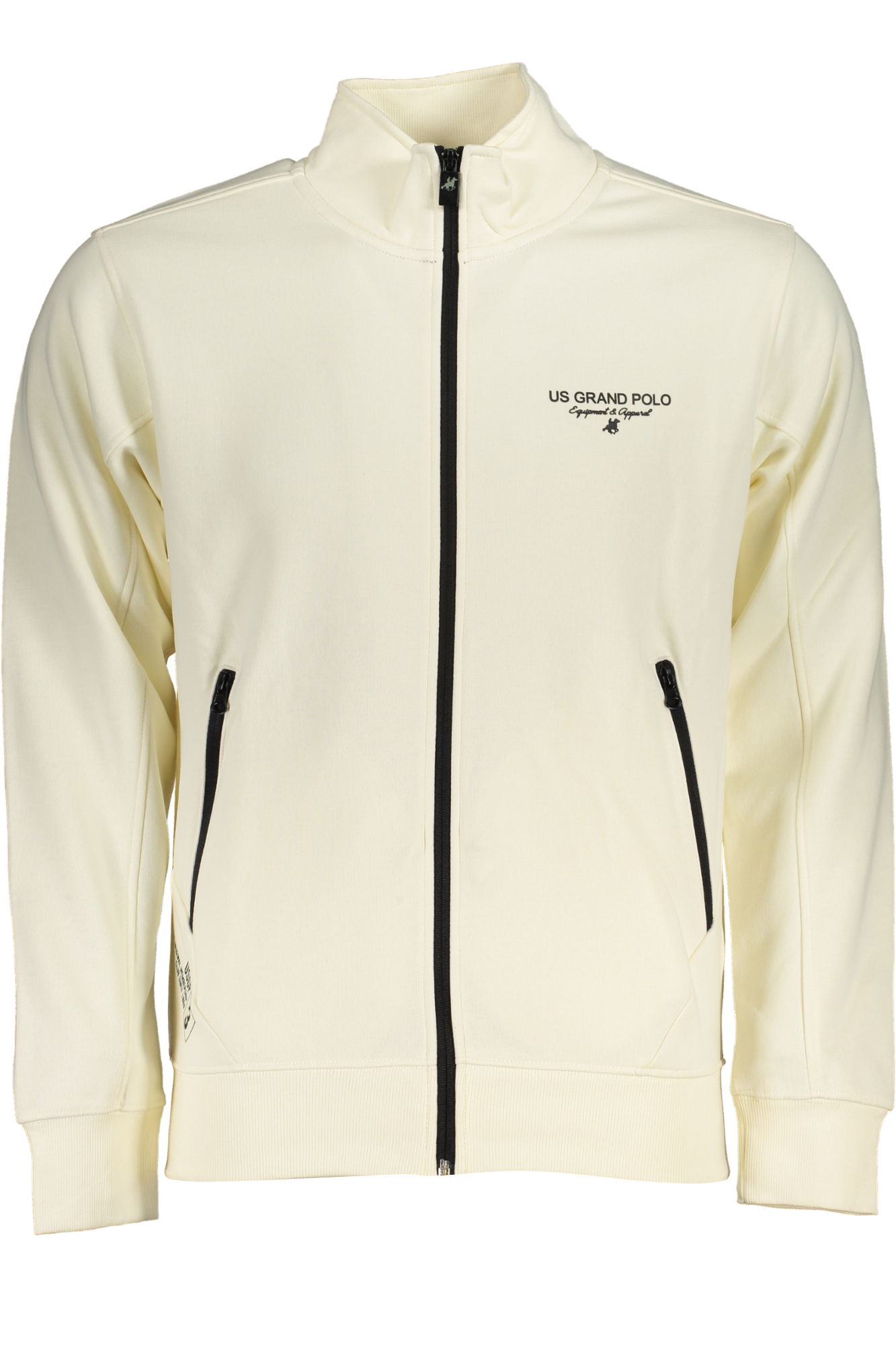 US GRAND POLO MEN'S WHITE ZIP SWEATSHIRT