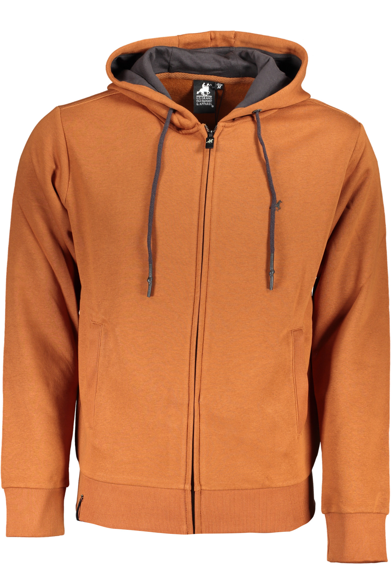US GRAND POLO MEN'S BROWN ZIP SWEATSHIRT