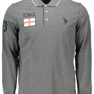 US POLO SHIRT LONG SLEEVE MEN'S GRAY