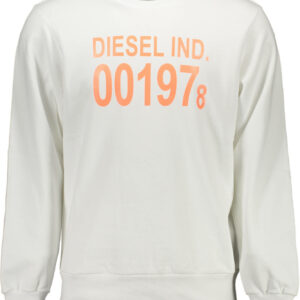 DIESEL MEN'S WHITE ZIP-UP SWEATSHIRT