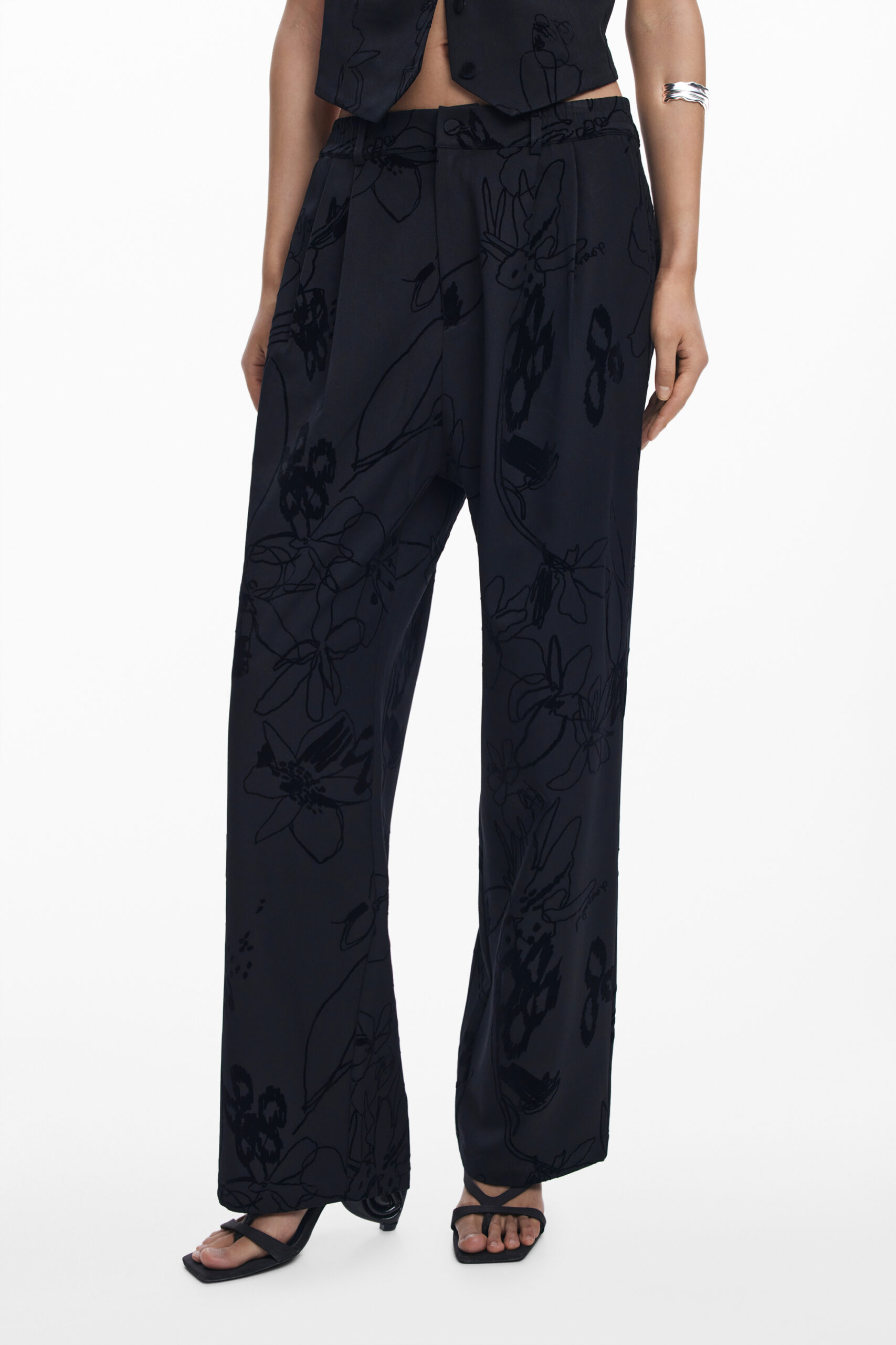 DESIGUAL WOMEN'S BLACK TROUSERS DESIGUAL