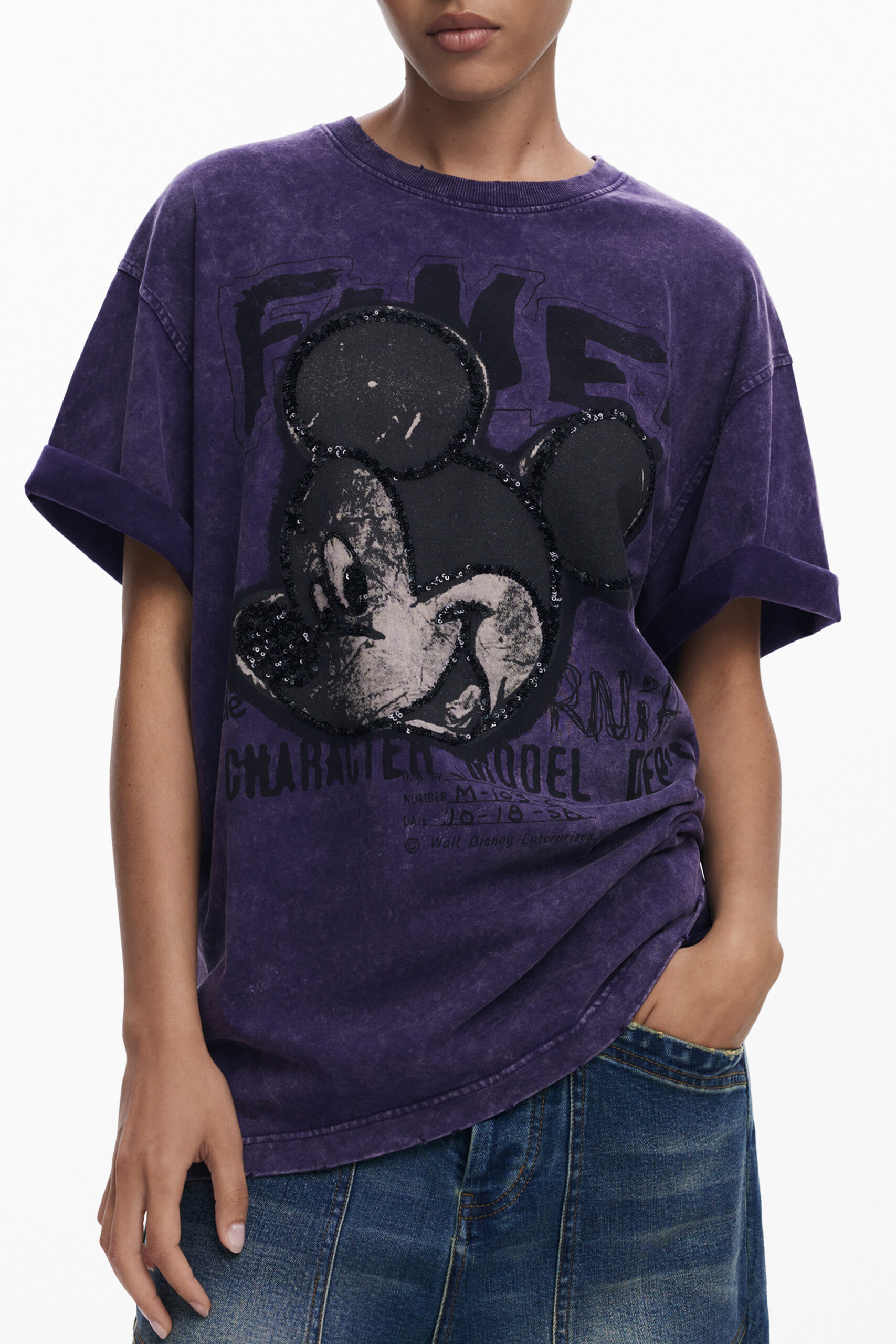 DESIGUAL WOMEN'S SHORT-SLEEVE T-SHIRT PURPLE DESIGUAL