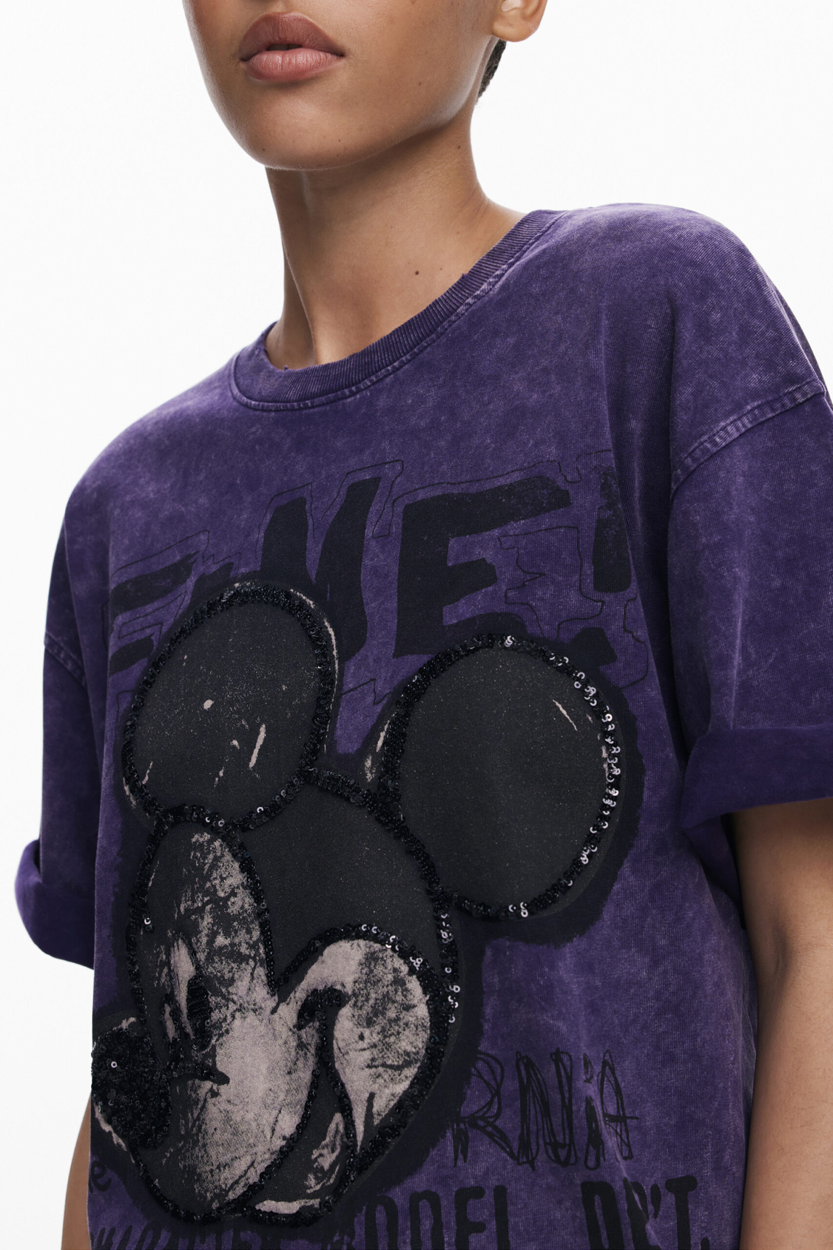 DESIGUAL WOMEN'S SHORT-SLEEVE T-SHIRT PURPLE - Image 3
