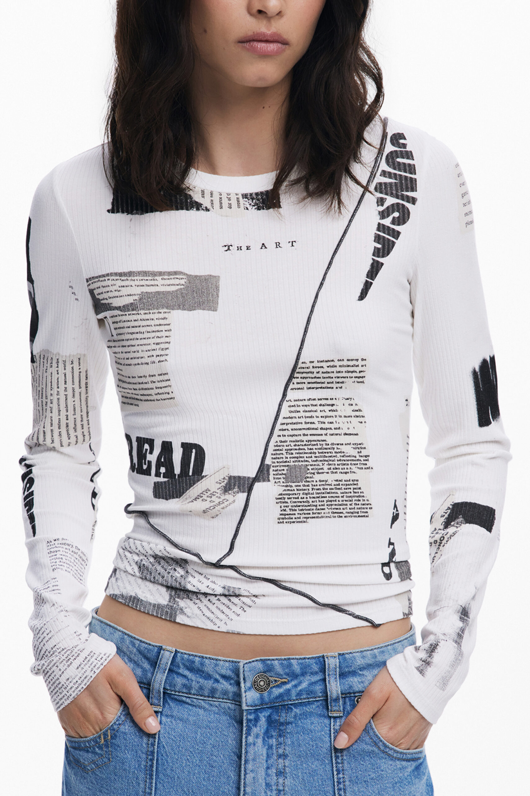 DESIGUAL WOMEN'S LONG-SLEEVED T-SHIRT WHITE DESIGUAL