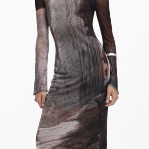 DESIGUAL WOMEN'S LONG DRESS IN BROWN DESIGUAL