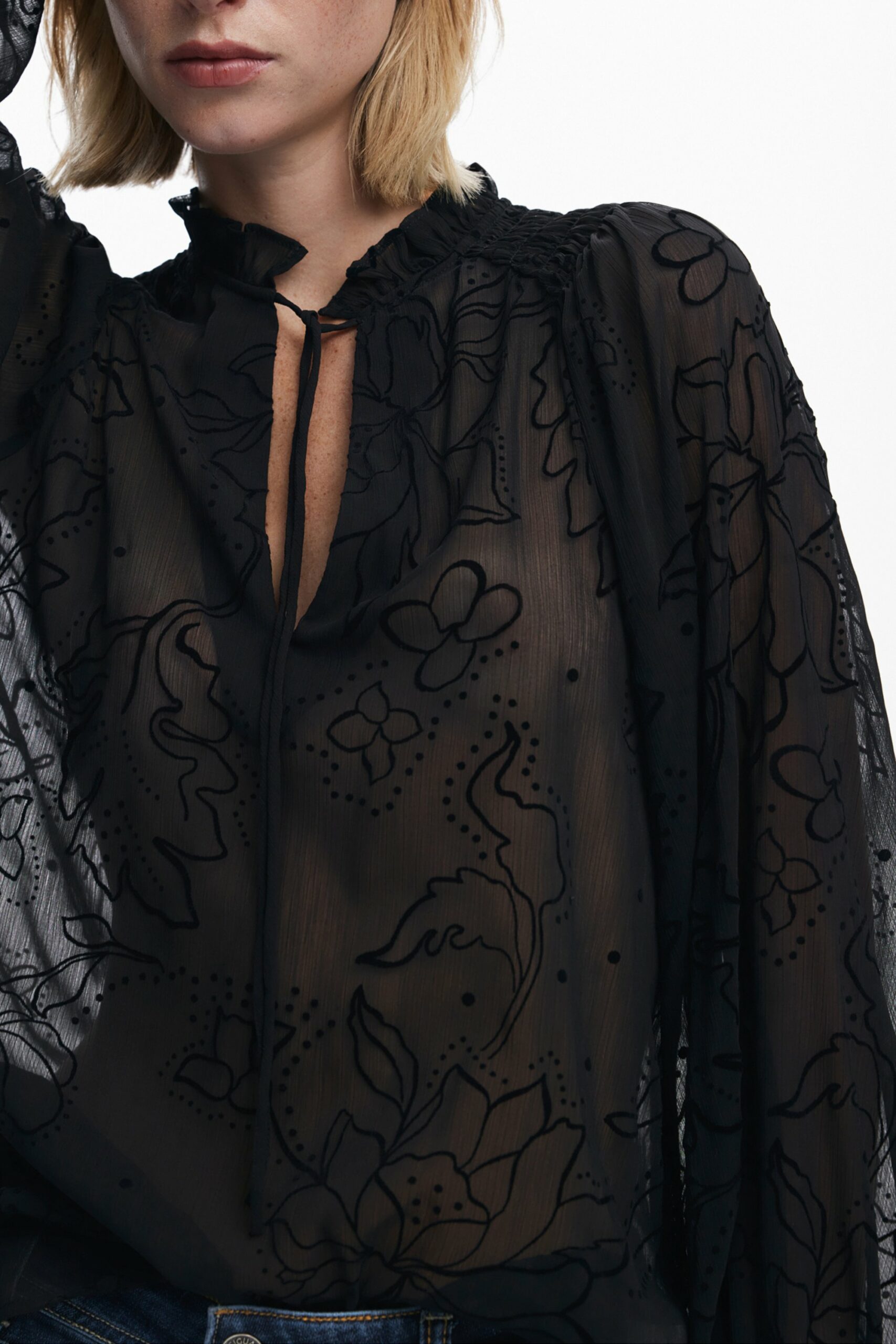 DESIGUAL WOMEN'S LONG-SLEEVED SHIRT, BLACK - Image 3