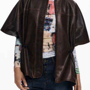 DESIGUAL WOMEN'S BROWN PONCHO DESIGUAL