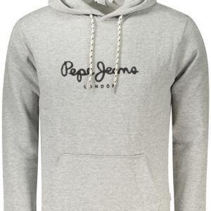 PEPE JEANS MEN'S GRAY ZIP-UP SWEATSHIRT PEPE JEANS