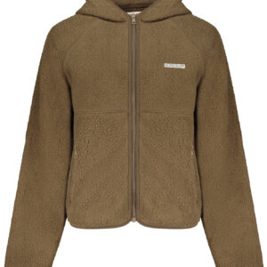 GUESS JEANS WOMEN'S BROWN ZIP-UP SWEATSHIRT GUESS JEANS