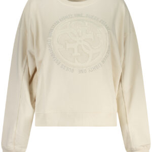 GUESS JEANS WOMEN'S WHITE ZIP-UP SWEATSHIRT GUESS JEANS