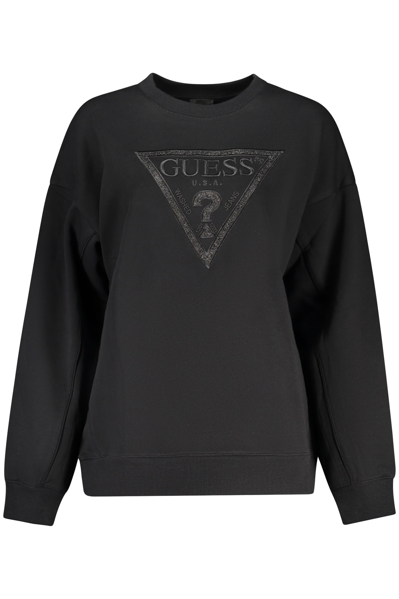 GUESS JEANS WOMEN'S BLACK ZIP-UP SWEATSHIRT GUESS JEANS