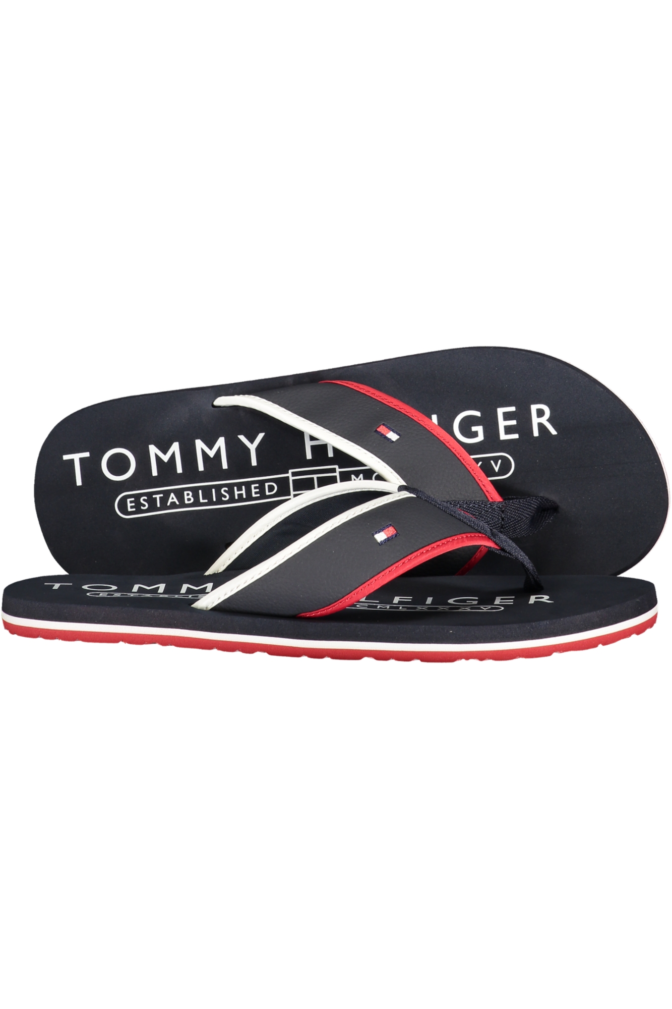 TOMMY HILFIGER MEN'S BLUE SLIPPER FOOTWEAR TOMMY HILFIGER