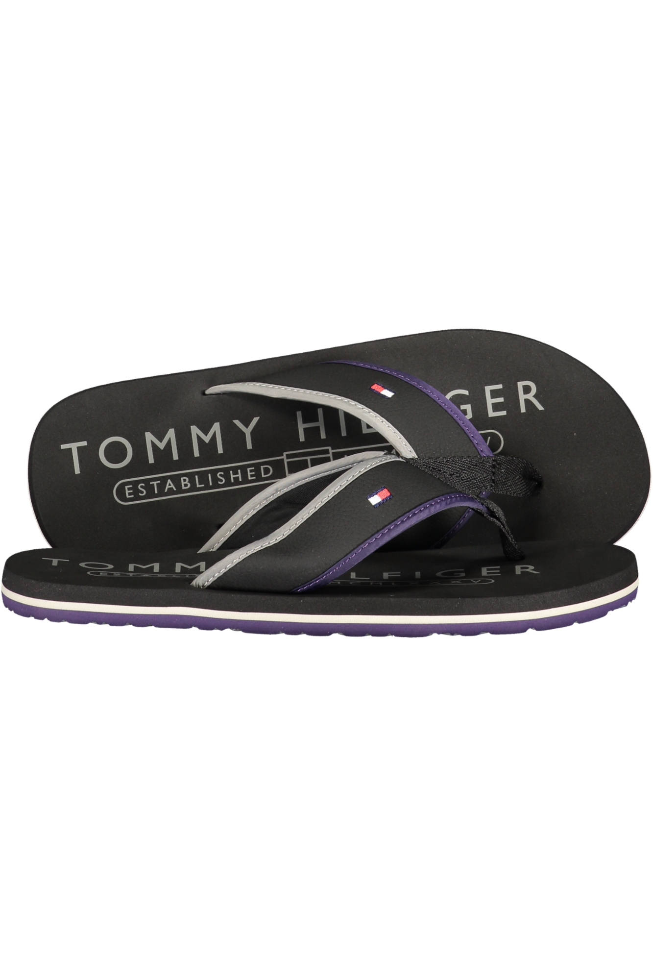 TOMMY HILFIGER MEN'S BLACK SLIPPER FOOTWEAR TOMMY HILFIGER