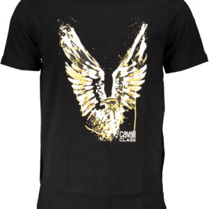 CAVALLI CLASS MEN'S SHORT SLEEVE T-SHIRT BLACK CAVALLI CLASS