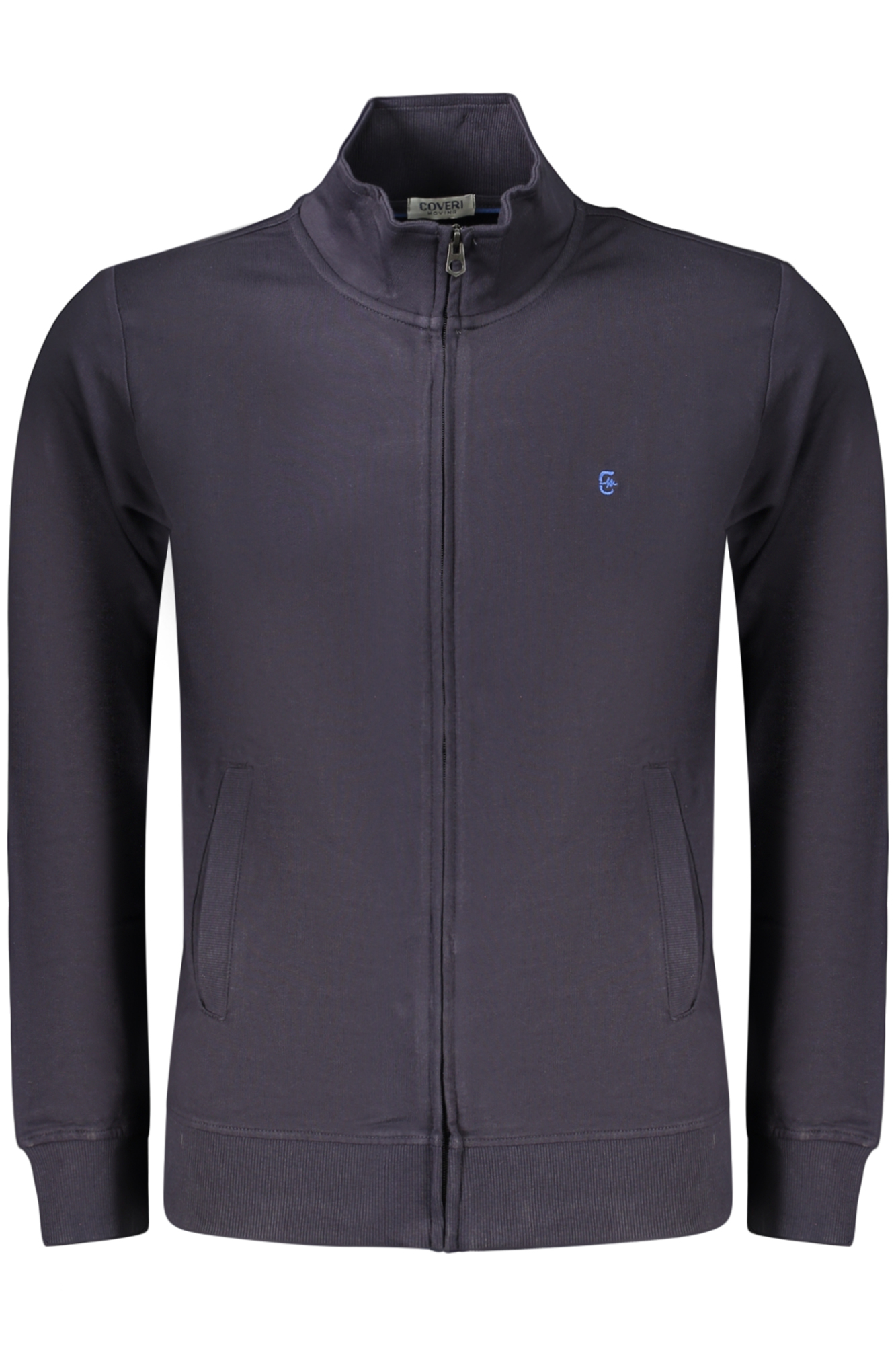 COVERI MOVING MEN'S BLUE ZIP-UP SWEATSHIRT COVERI MOVING