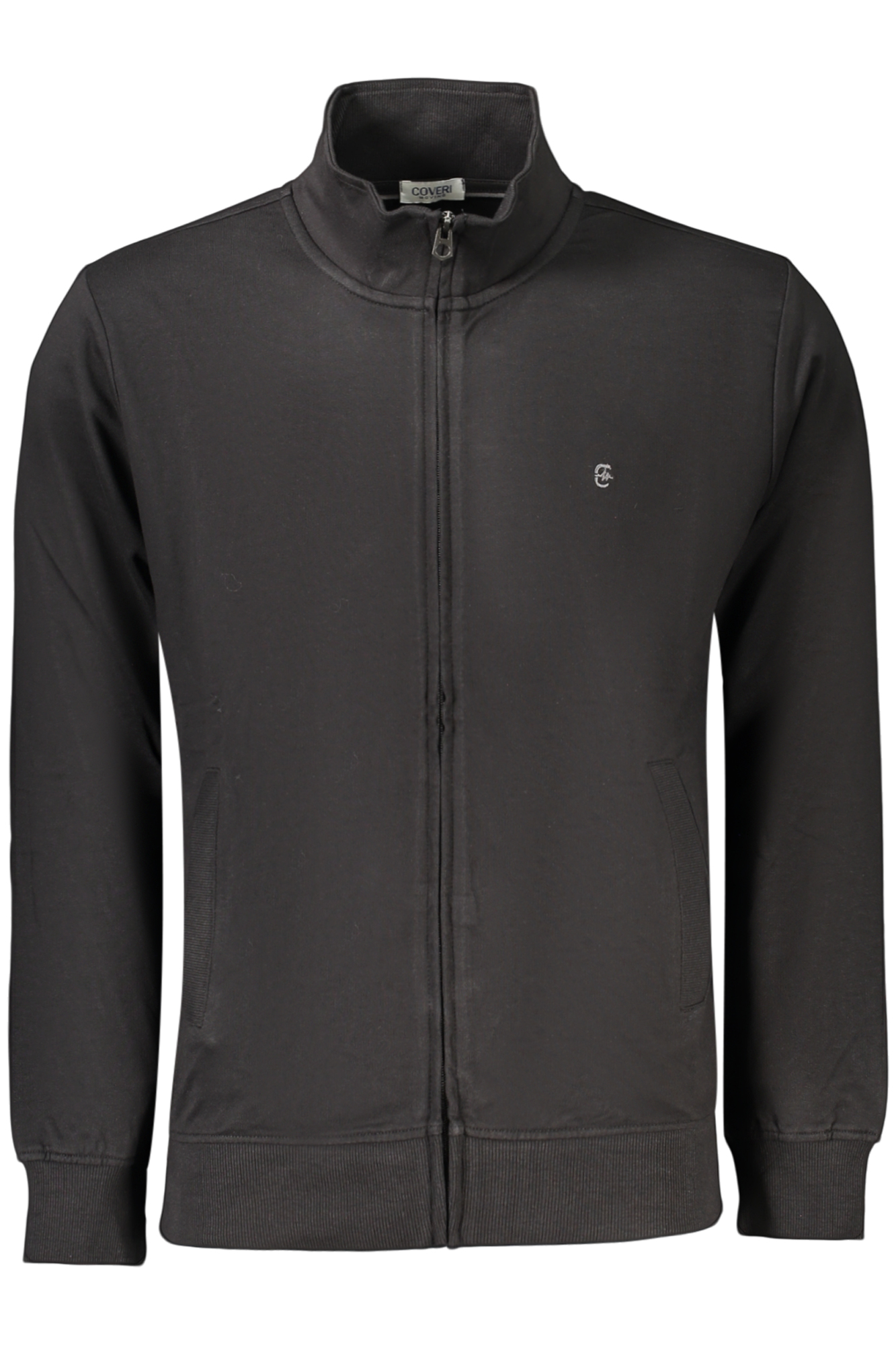 COVERI MOVING MEN'S BLACK ZIP-UP SWEATSHIRT COVERI MOVING