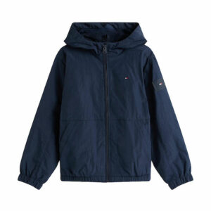 Tommy Hilfiger Παιδικό Casual Μπουφάν Αντιανεμικό με Κουκούλα Dark Night Navy