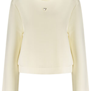 GUESS JEANS WOMEN'S WHITE ZIP-UP SWEATSHIRT GUESS JEANS