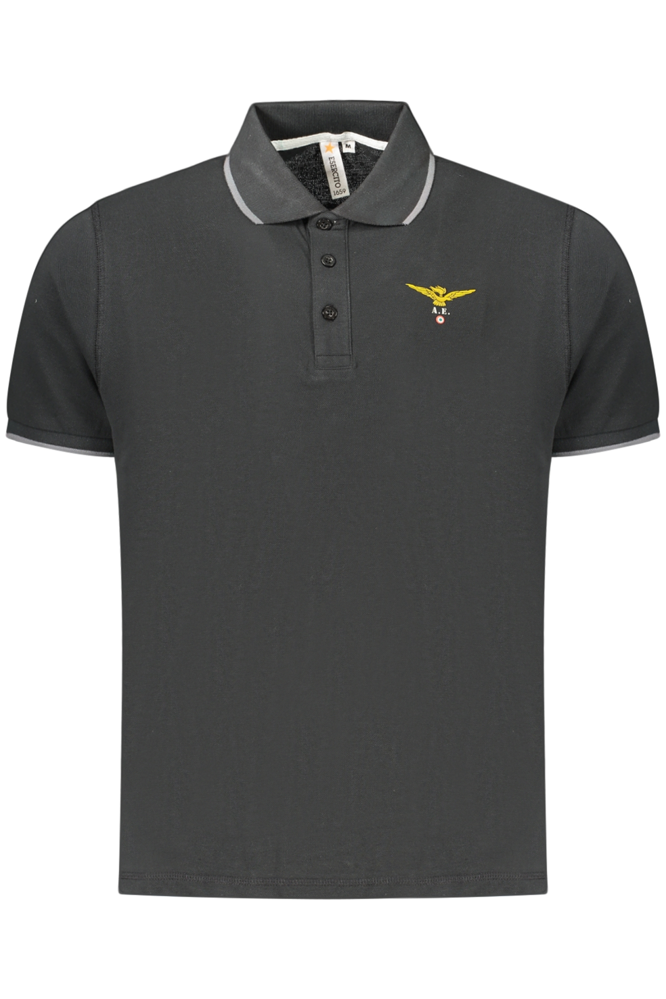 MILITARY ACADEMY MEN'S BLACK SHORT-SLEEVE POLO SHIRT ACCADEMIA MILITARE