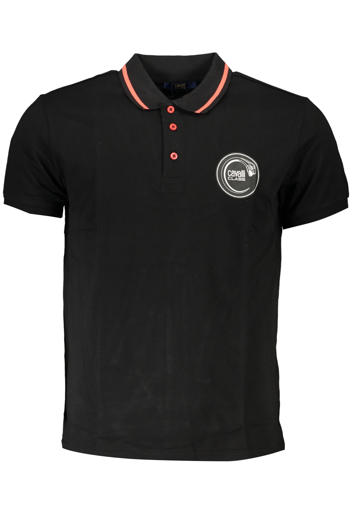 CAVALLI CLASS MEN'S SHORT SLEEVED POLO SHIRT BLACK CAVALLI CLASS