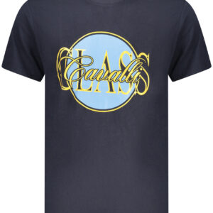 CAVALLI CLASS MEN'S SHORT-SLEEVE T-SHIRT BLUE CAVALLI CLASS