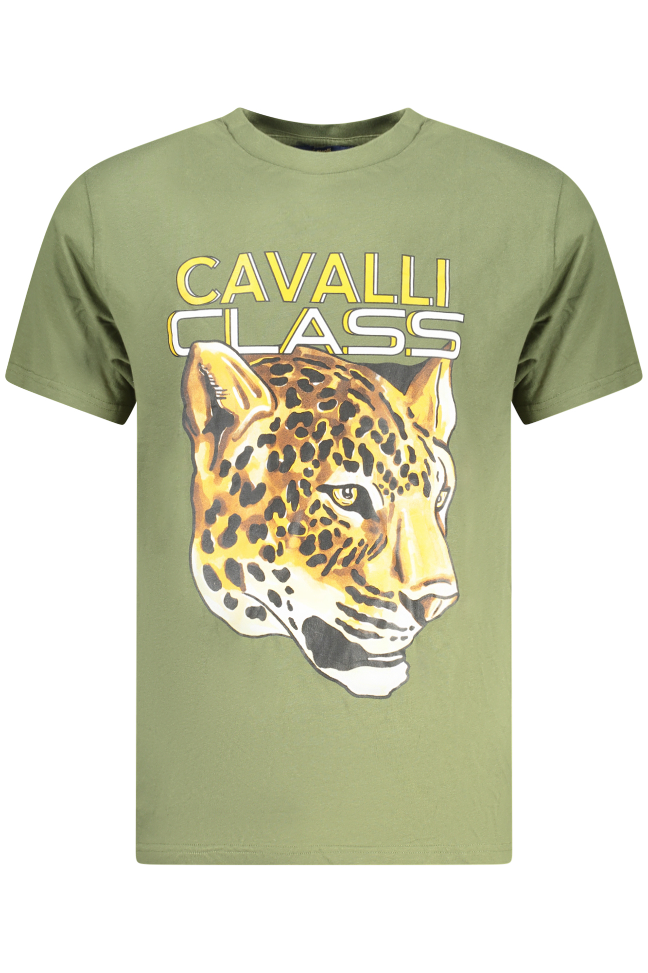 CAVALLI CLASS MEN'S SHORT-SLEEVED T-SHIRT GREEN CAVALLI CLASS