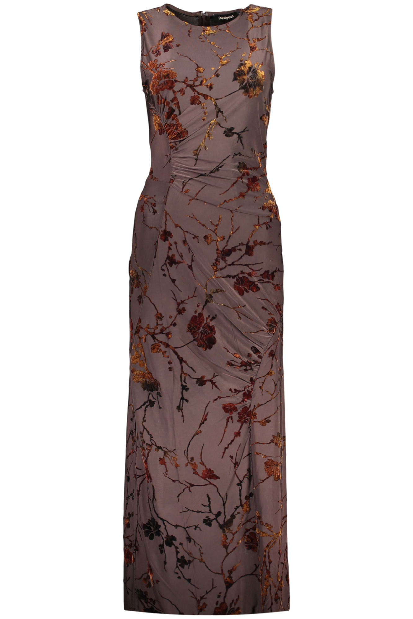 DESIGUAL WOMEN'S LONG DRESS IN BROWN DESIGUAL