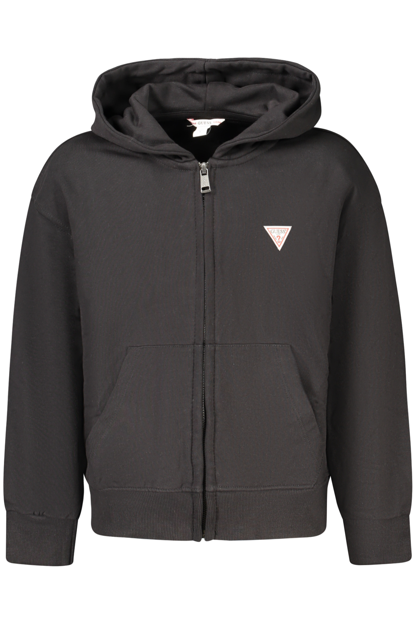 GUESS JEANS KIDS' BLACK ZIP-UP SWEATSHIRT GUESS JEANS