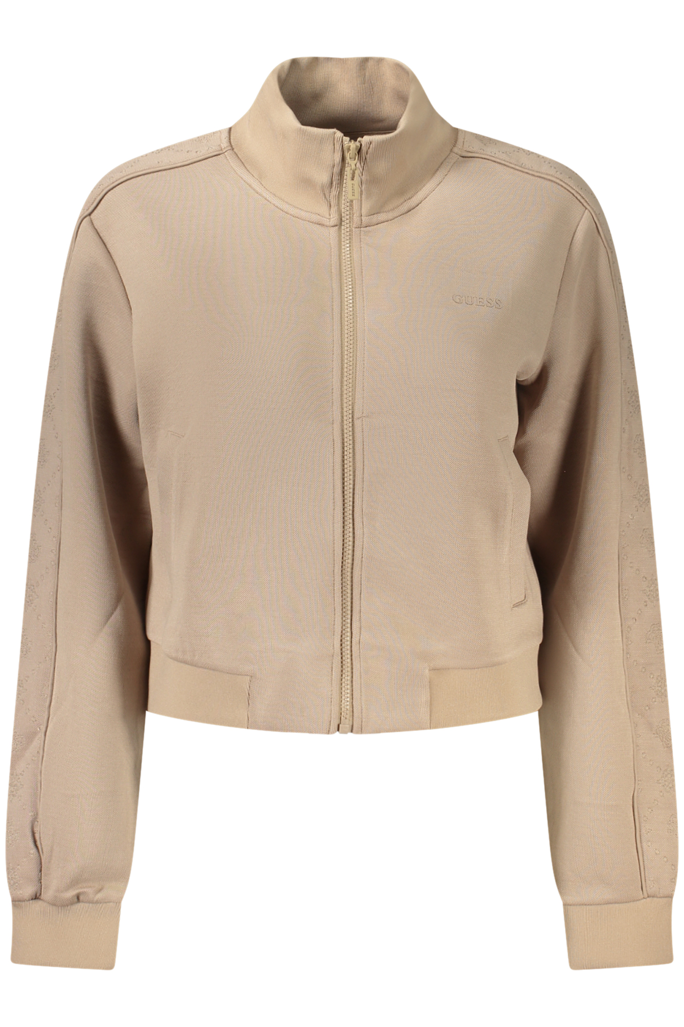 GUESS JEANS WOMEN'S BEIGE ZIP-UP SWEATSHIRT GUESS JEANS