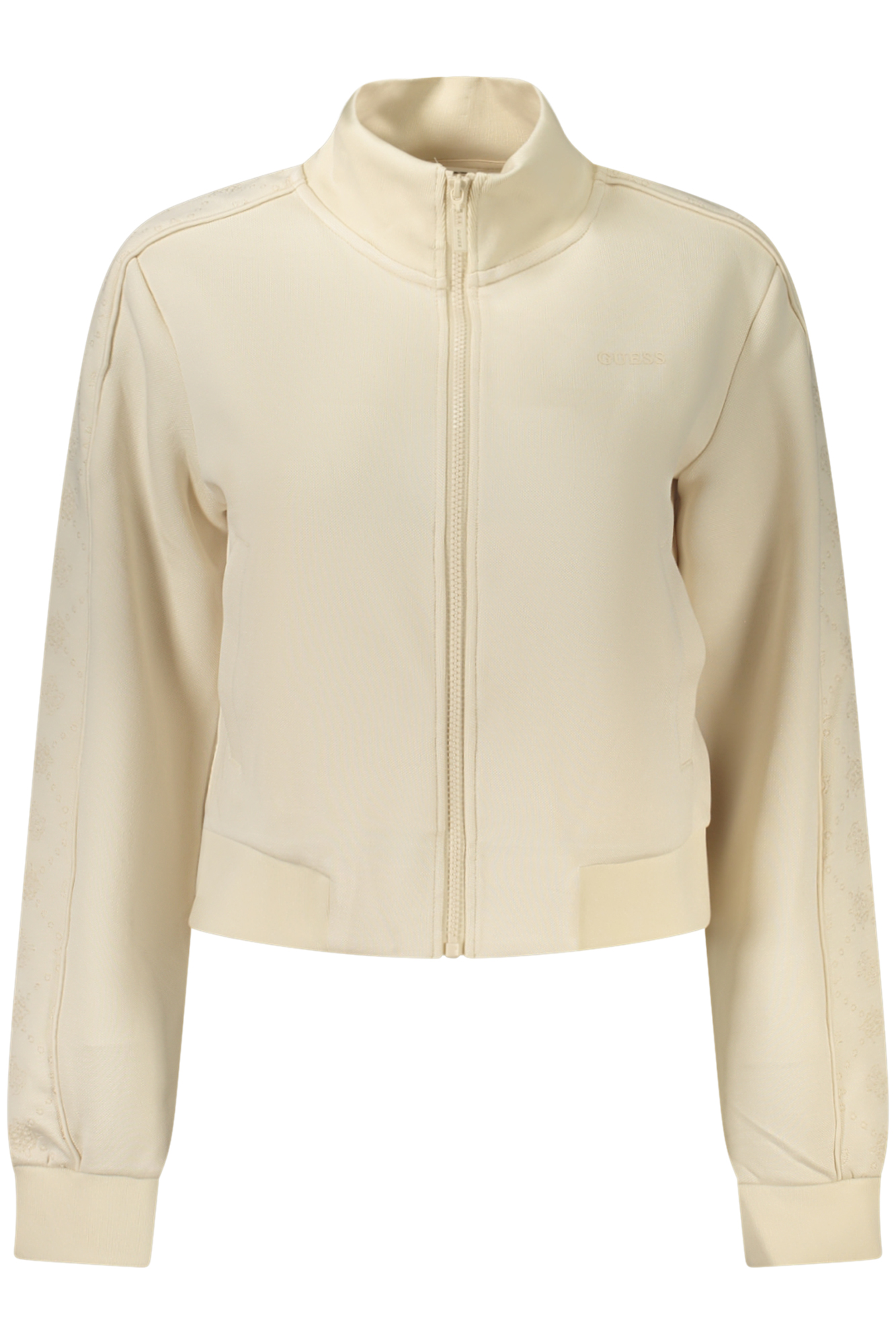 GUESS JEANS WOMEN'S BEIGE ZIP-UP SWEATSHIRT GUESS JEANS