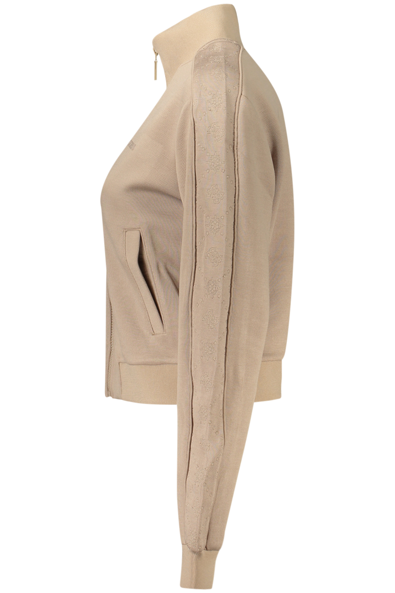 GUESS JEANS WOMEN'S BEIGE ZIP-UP SWEATSHIRT - Image 3