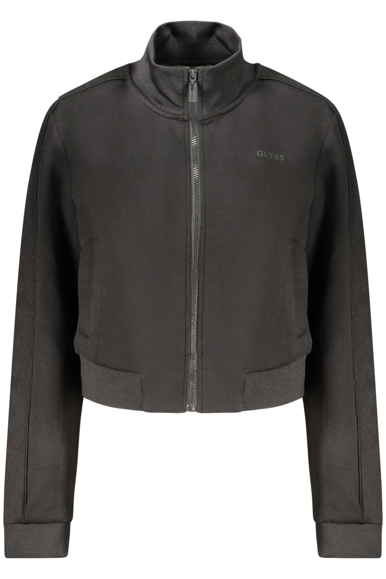 GUESS JEANS WOMEN'S BLACK ZIP-UP SWEATSHIRT GUESS JEANS