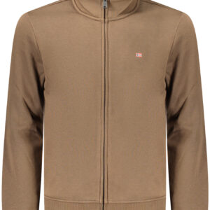 NAPAPIJRI MEN'S BROWN ZIP-UP SWEATSHIRT NAPAPIJRI